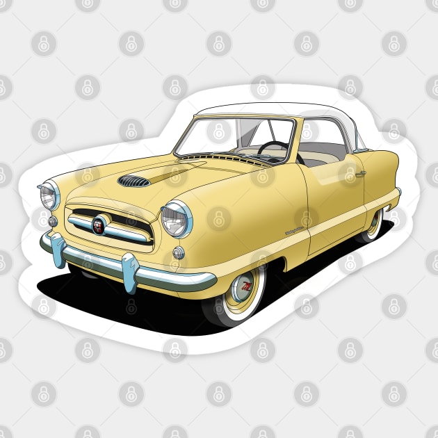 nash metropolitan in yellow Sticker by candcretro